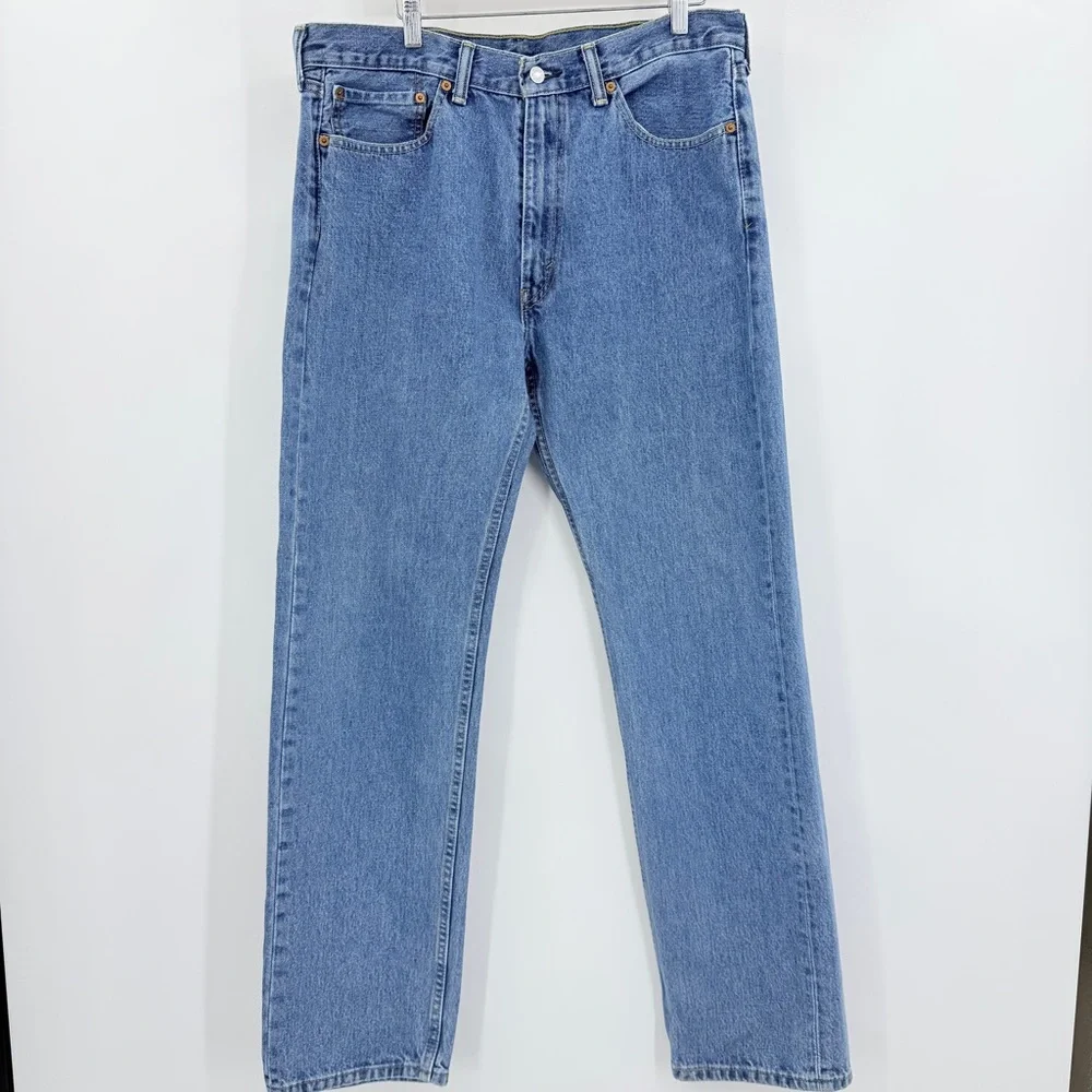 Levis Jeans Mens 505 Regular Straight Wash Heavy‎ Denim Work Pants Size 36x34